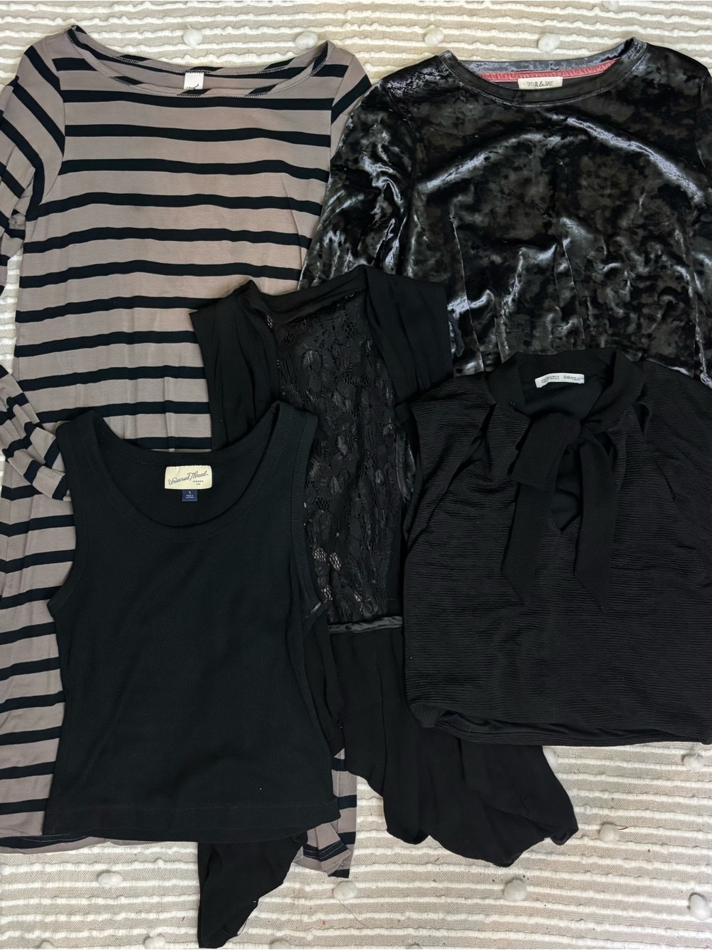 Small Black/Grey Monochromatic Top/Tunic Bundle - Zara, y2k, Yara Bamboo, etc